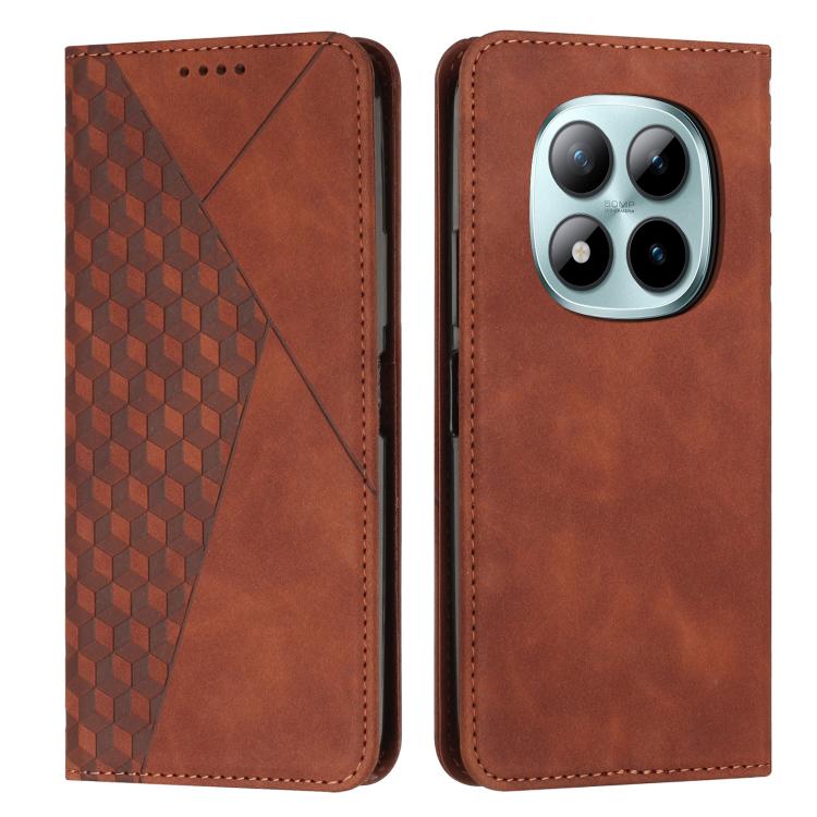 

For Redmi Note 15 Pro+ 5G Global 163.3mm Diamond Splicing Skin Feel Magnetic Leather Phone Case(Brown)