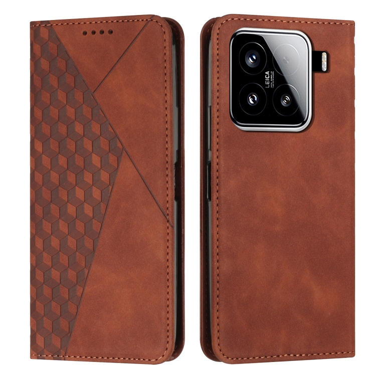 

For Xiaomi 15 Diamond Splicing Skin Feel Magnetic Leather Phone Case(Brown)