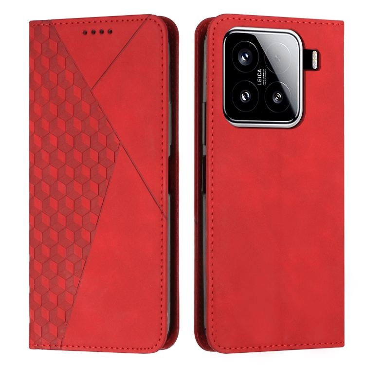 

For Xiaomi 15 Diamond Splicing Skin Feel Magnetic Leather Phone Case(Red)