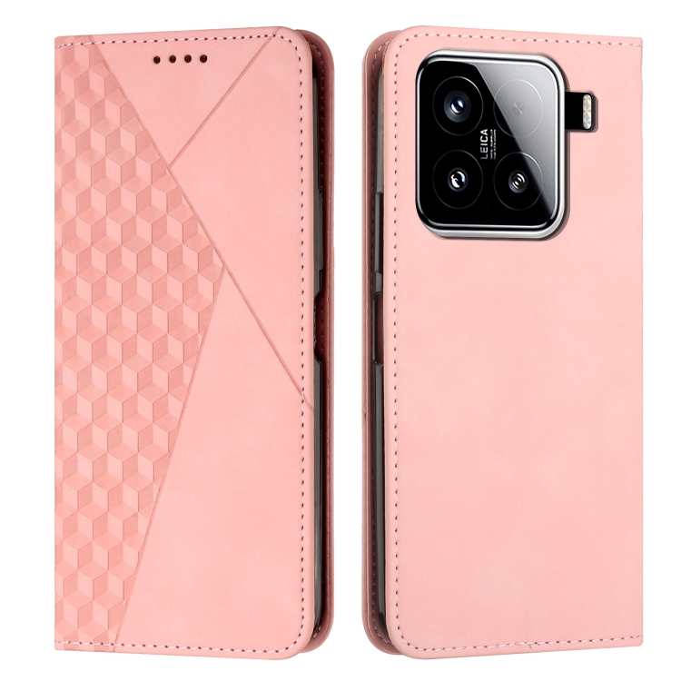 

For Xiaomi 15 Diamond Splicing Skin Feel Magnetic Leather Phone Case(Rose Gold)