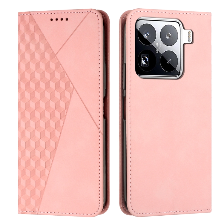 

For Xiaomi 15 Pro Diamond Splicing Skin Feel Magnetic Leather Phone Case(Rose Gold)