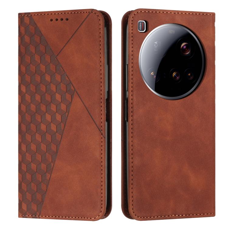 

For Xiaomi 15 Ultra Diamond Splicing Skin Feel Magnetic Leather Phone Case(Brown)