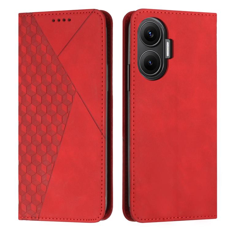 

For Xiaomi Poco F7 Diamond Splicing Skin Feel Magnetic Leather Phone Case(Red)