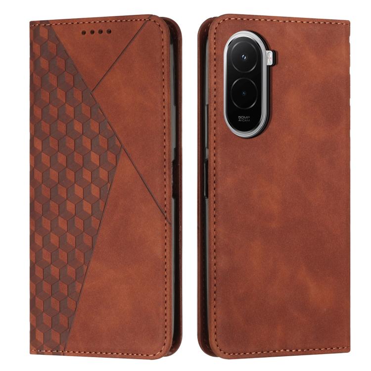 

For Xiaomi Poco M7 4G 169mm Diamond Splicing Skin Feel Magnetic Leather Phone Case(Brown)