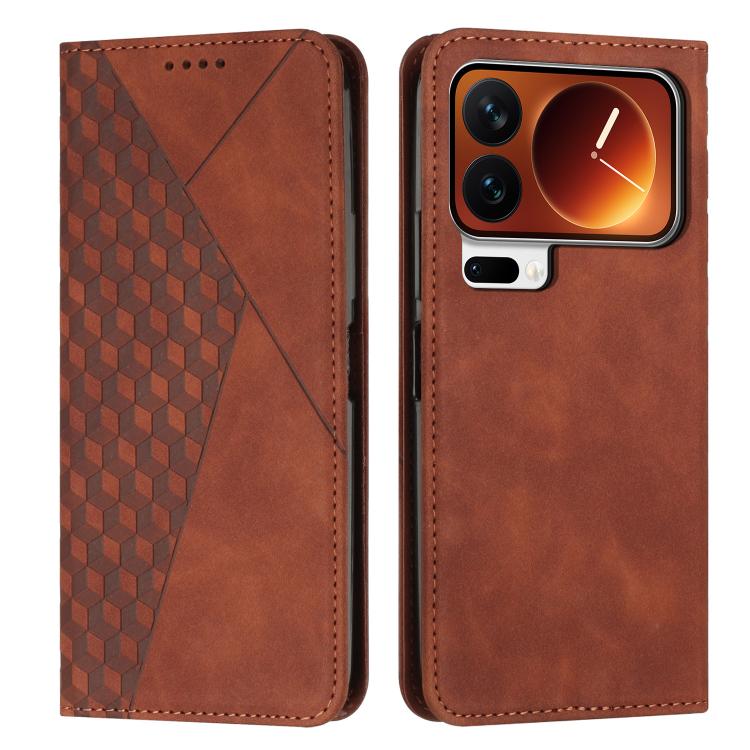 

For Xiaomi 17 Pro Max Diamond Splicing Skin Feel Magnetic Leather Phone Case(Brown)