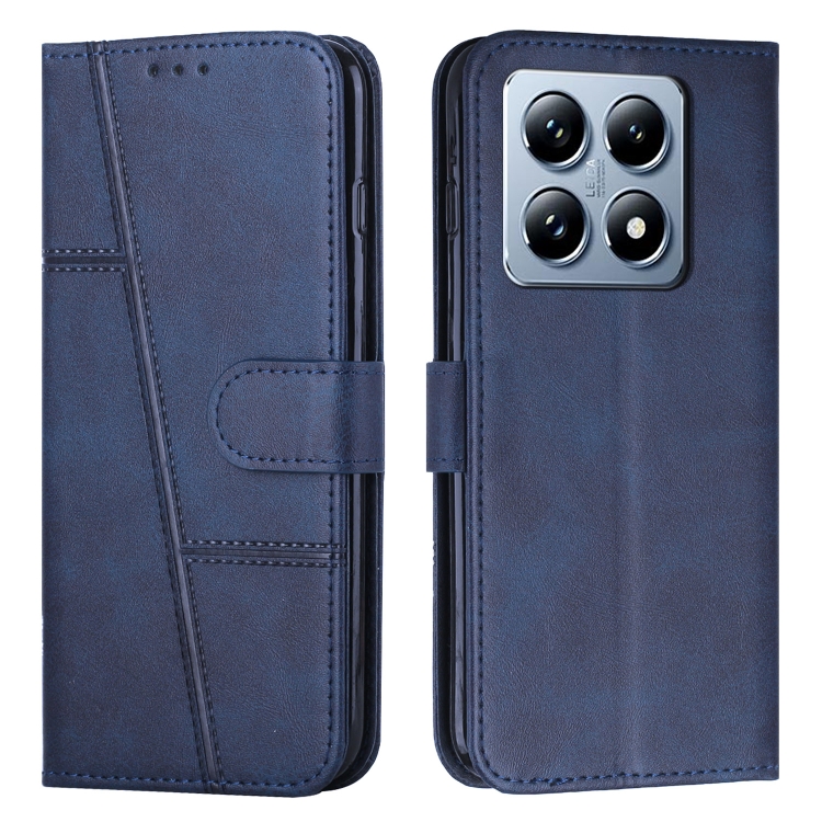 

For Xiaomi 14T Stitching Calf Texture Buckle Leather Phone Case(Blue)