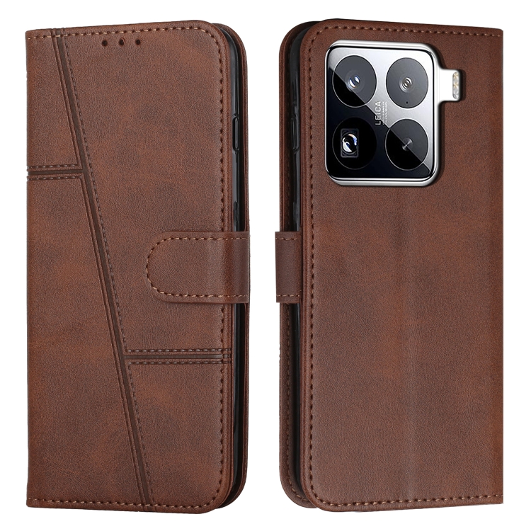 

For Xiaomi 15 Pro Stitching Calf Texture Buckle Leather Phone Case(Brown)