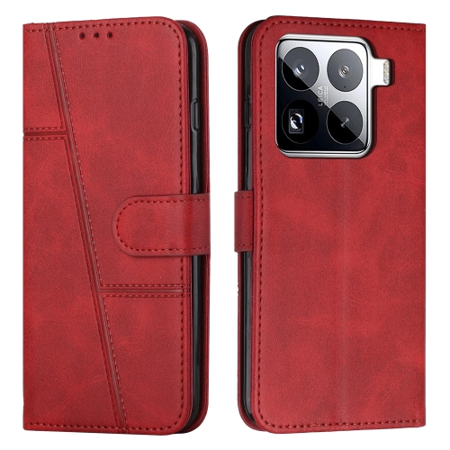 

For Xiaomi 15 Pro Stitching Calf Texture Buckle Leather Phone Case(Red)