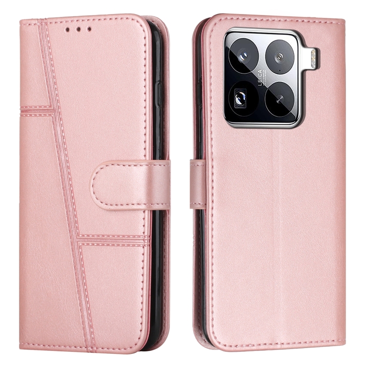 

For Xiaomi 15 Pro Stitching Calf Texture Buckle Leather Phone Case(Rose Gold)