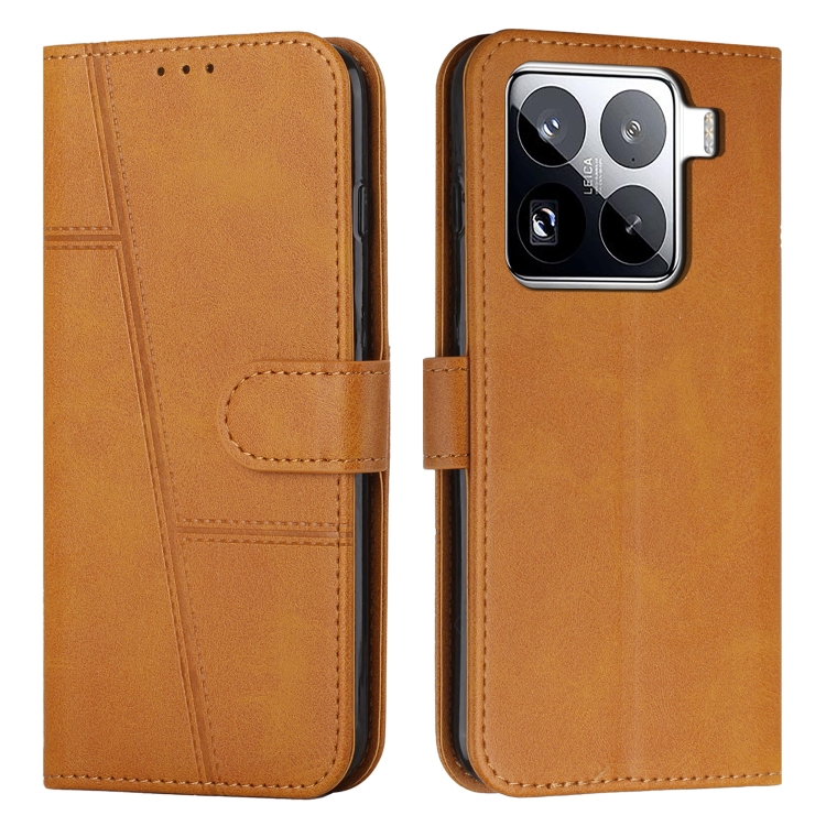 

For Xiaomi 15 Pro Stitching Calf Texture Buckle Leather Phone Case(Yellow)