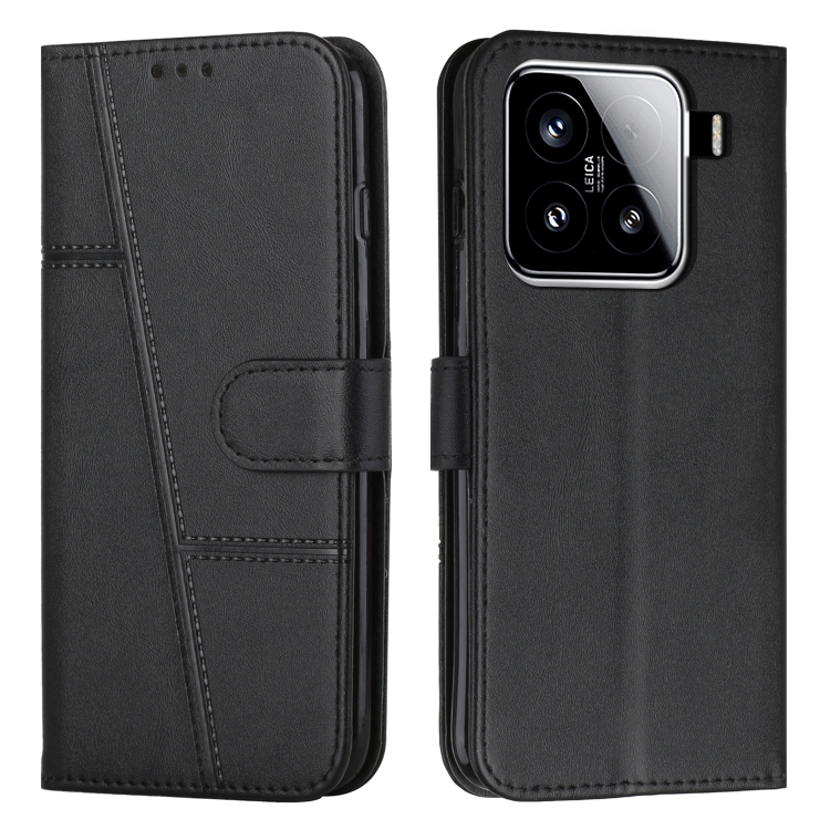 

For Xiaomi 15 Stitching Calf Texture Buckle Leather Phone Case(Black)