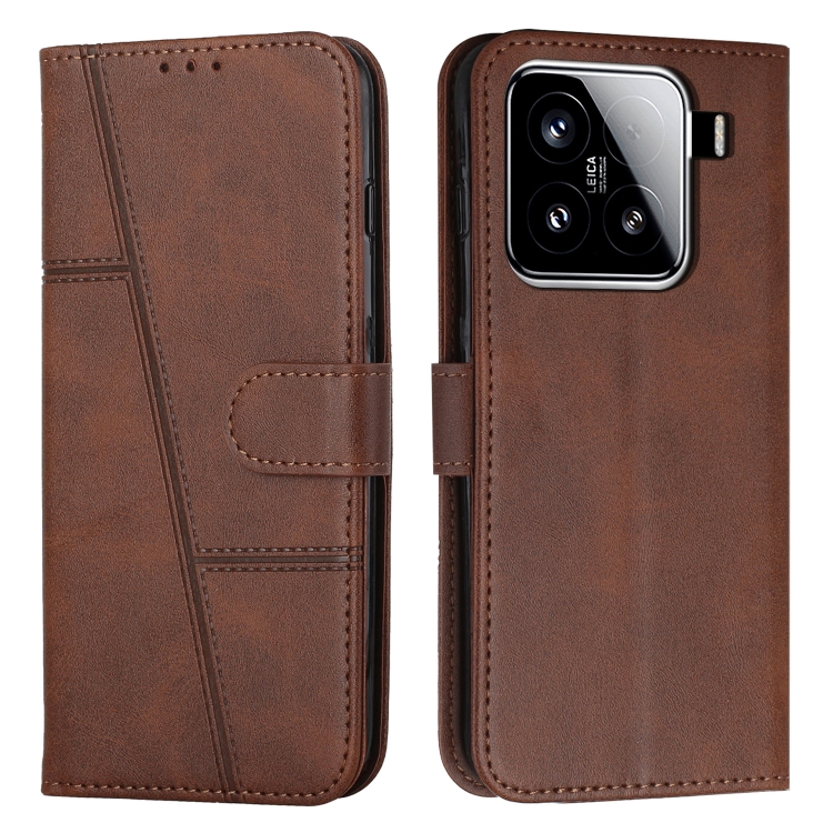 

For Xiaomi 15 Stitching Calf Texture Buckle Leather Phone Case(Brown)