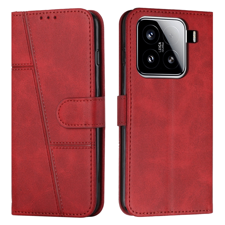 

For Xiaomi 15 Stitching Calf Texture Buckle Leather Phone Case(Red)