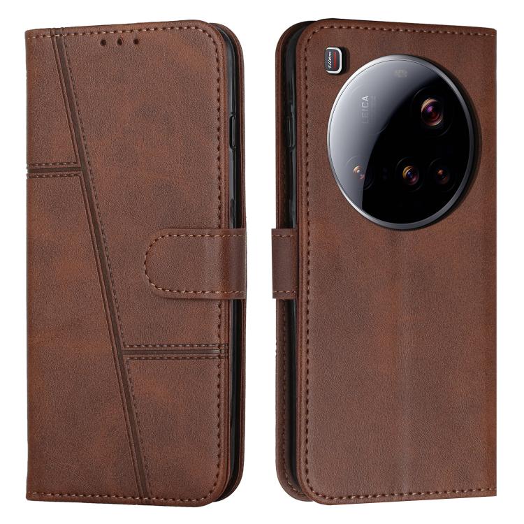 

For Xiaomi 15 Ultra Stitching Calf Texture Buckle Leather Phone Case(Brown)