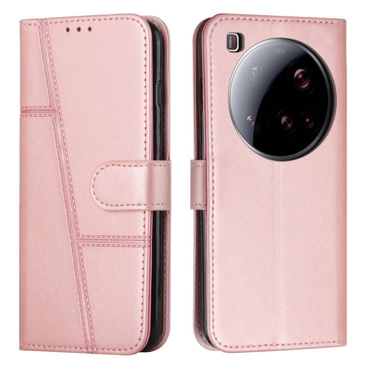 

For Xiaomi 15 Ultra Stitching Calf Texture Buckle Leather Phone Case(Rose Gold)