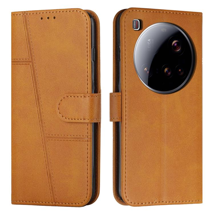 

For Xiaomi 15 Ultra Stitching Calf Texture Buckle Leather Phone Case(Yellow)
