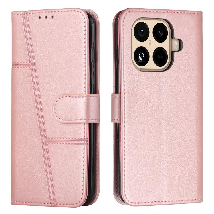 

For Xiaomi 15T Pro Stitching Calf Texture Buckle Leather Phone Case(Rose Gold)