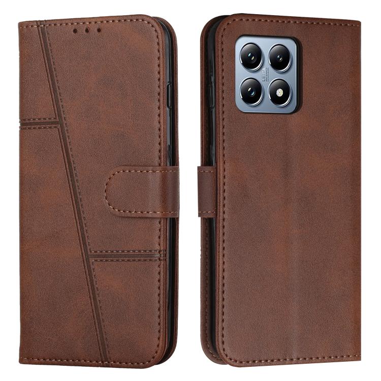

For Xiaomi 15T Stitching Calf Texture Buckle Leather Phone Case(Brown)