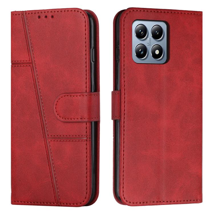 

For Xiaomi 15T Stitching Calf Texture Buckle Leather Phone Case(Red)