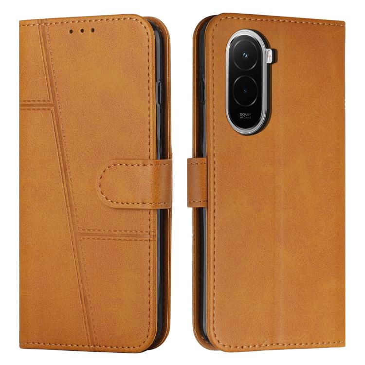 

For Xiaomi Poco M7 4G 169mm Stitching Calf Texture Buckle Leather Phone Case(Yellow)
