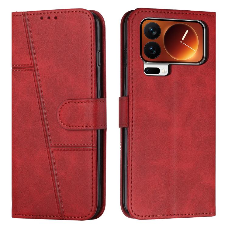 

For Xiaomi 17 Pro Max Stitching Calf Texture Buckle Leather Phone Case(Red)