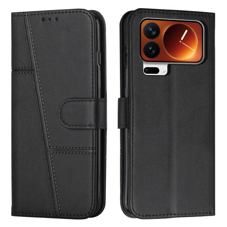 

For Xiaomi 17 Pro Stitching Calf Texture Buckle Leather Phone Case(Black)