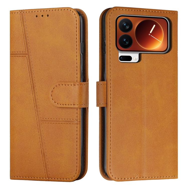 

For Xiaomi 17 Pro Stitching Calf Texture Buckle Leather Phone Case(Yellow)