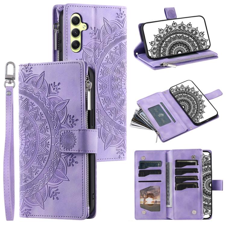 

For Samsung Galaxy S26 Pro 5G Multi-Card Totem Zipper Leather Phone Case(Purple)