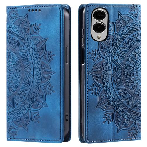 

For Samsung Galaxy S25 Edge 5G Totem Embossed Magnetic Leather Phone Case(Blue)