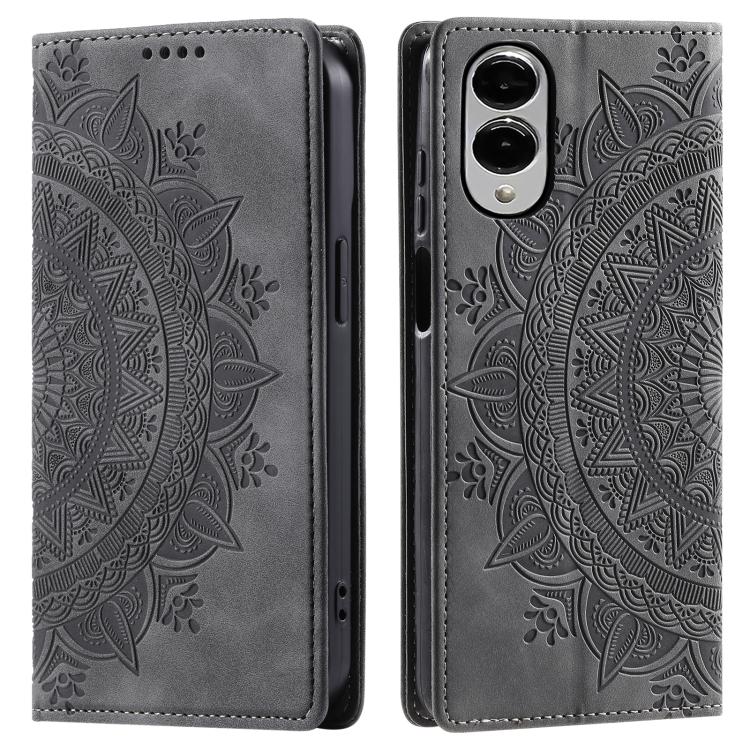 

For Samsung Galaxy S25 Edge 5G Totem Embossed Magnetic Leather Phone Case(Grey)