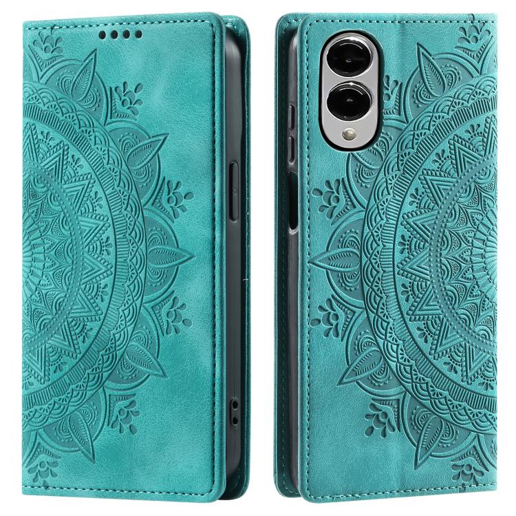 

For Samsung Galaxy S25 Edge 5G Totem Embossed Magnetic Leather Phone Case(Green)