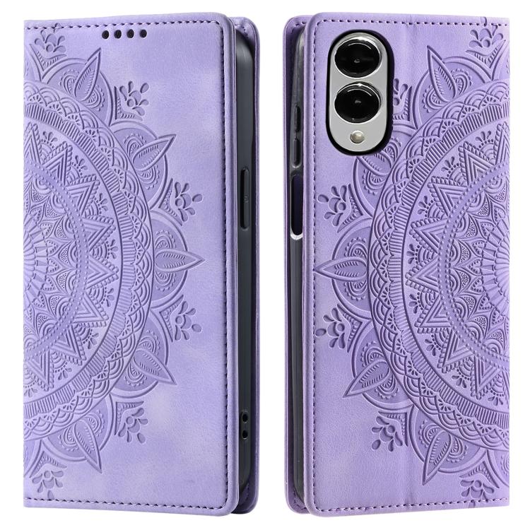For Samsung Galaxy S25 Edge 5G Totem Embossed Magnetic Leather Phone Case(Purple) — купить у Sunsky-online WW