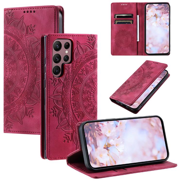 

For Samsung Galaxy S26 Ultra 5G Totem Embossed Magnetic Leather Phone Case(Red)