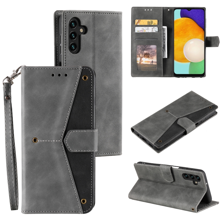 For Samsung Galaxy S25+ 5G Nail Skin Feel Stitching Calf Texture Leather Phone Case(Grey)