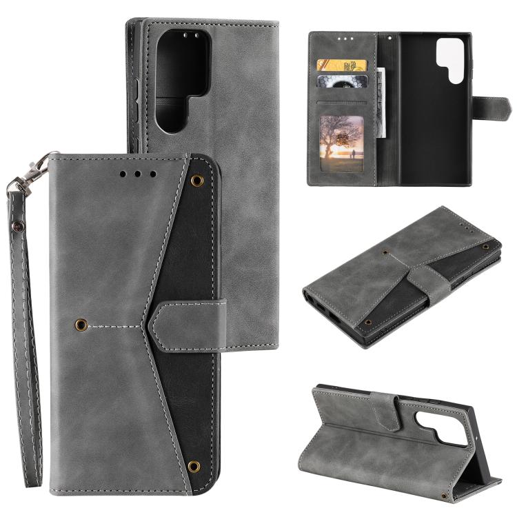 

For Samsung Galaxy S26 Ultra 5G Nail Skin Feel Stitching Calf Texture Leather Phone Case(Grey)