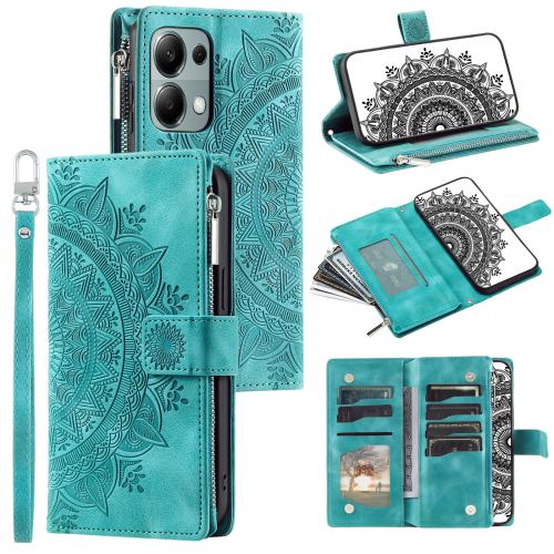 

For Motorola Edge 60 Fusion Multi-Card Totem Zipper Leather Phone Case(Green)