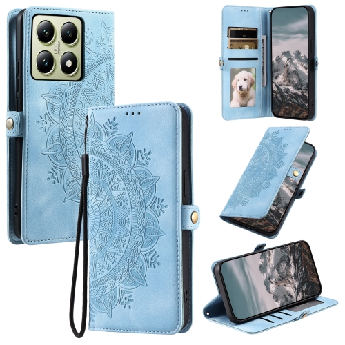 

For Xiaomi 14T Pro Skin Feel Totem Embossed Leather Phone Case(Blue)