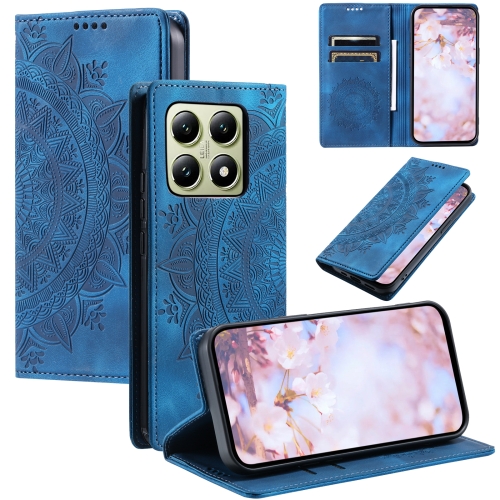 

For Xiaomi 14T Totem Embossed Magnetic Leather Phone Case(Blue)