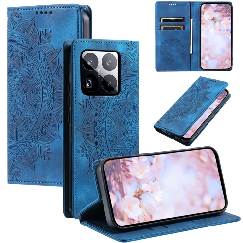 

For Xiaomi 15 Pro Totem Embossed Magnetic Leather Phone Case(Blue)