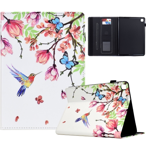 

For Samsung Galaxy Tab S6 Lite 2020 Painted Pattern Leather Tablet Case(Flowers Bird)