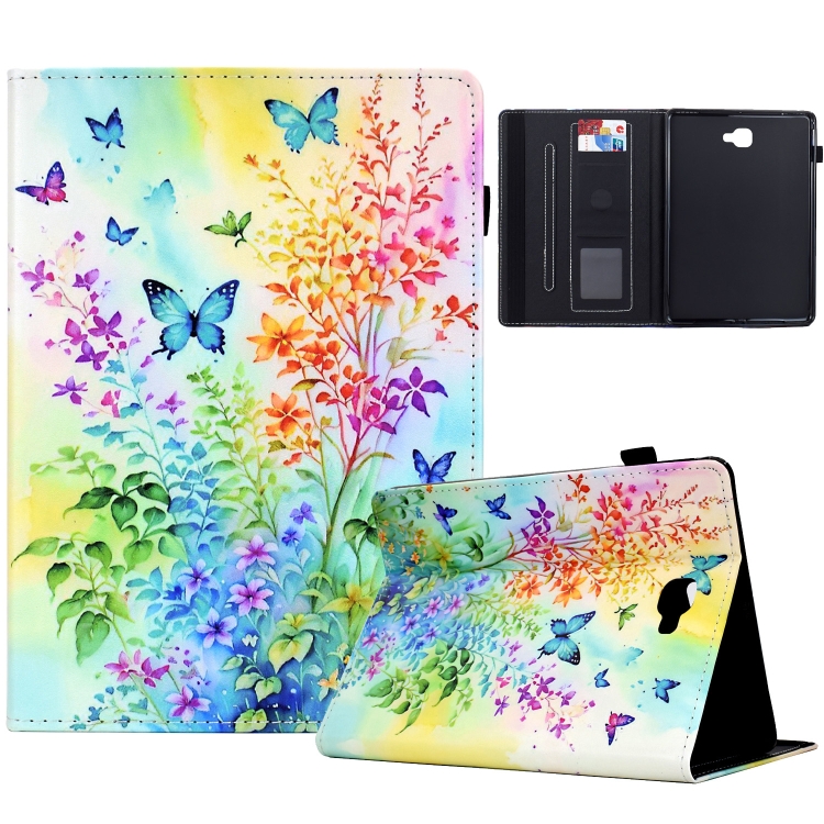 

For Samsung Galaxy Tab A 10.1 2016 Painted Pattern Leather Tablet Case(Colorful Flowers)