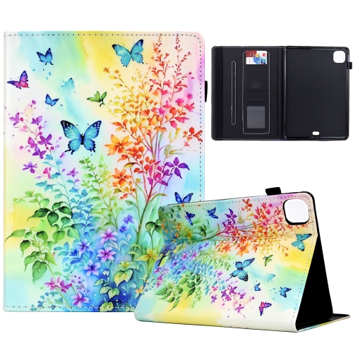 

For iPad Pro 11 2024 Painted Pattern Leather Tablet Case(Colorful Flowers)