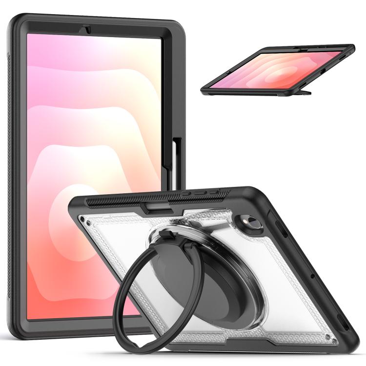 

For Samsung Galaxy Tab S10 Lite Honeycomb Hybrid Tablet Case with Handle Holder & Strap(Transparent)