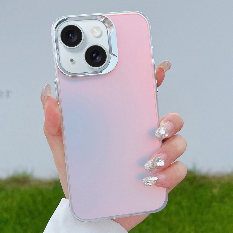 

For iPhone 15 Plus Color Plating Discoloration PC Phone Case(Cyan Grey)
