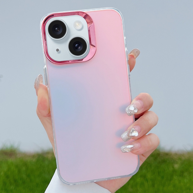 

For iPhone 15 Plus Color Plating Discoloration PC Phone Case(Rose Red)