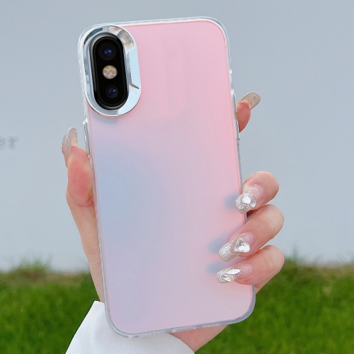 

For iPhone X / XS Color Plating Discoloration PC Phone Case(Cyan Grey)