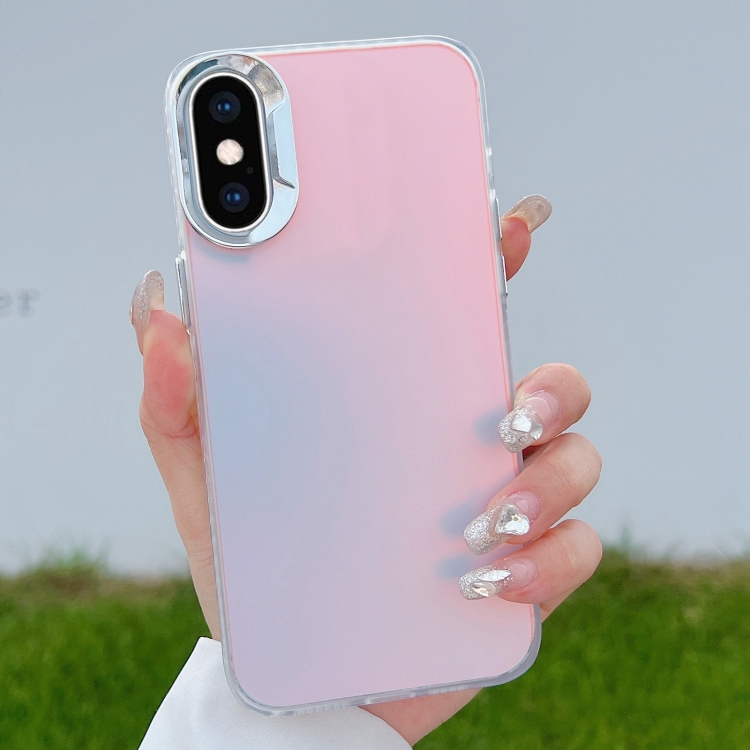 

For iPhone XS Max Color Plating Discoloration PC Phone Case(Cyan Grey)