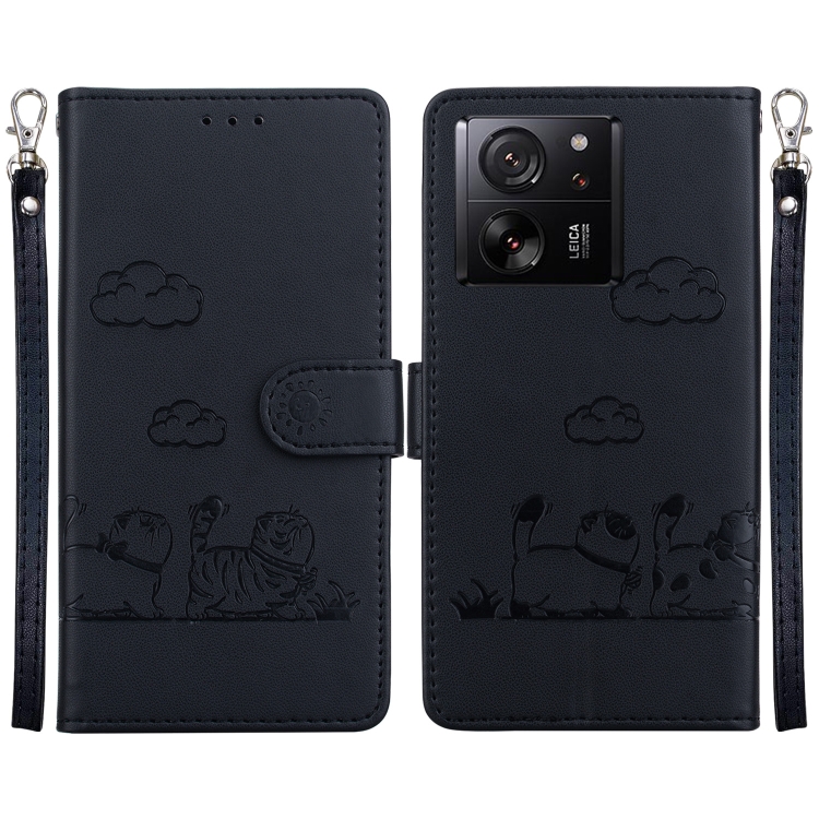 

For Xiaomi 13T / 13T Pro Cute Cats RFID Leather Phone Case(Black)