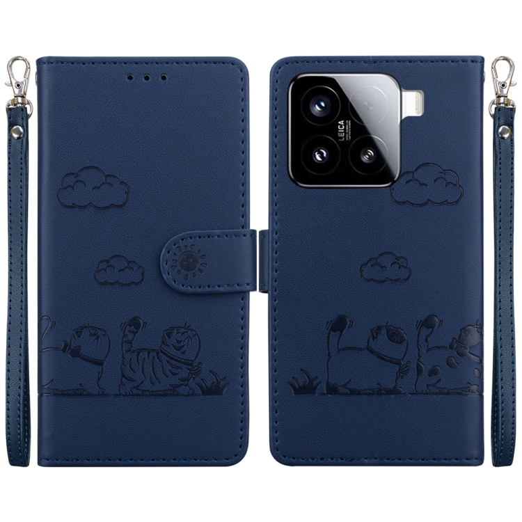 

For Xiaomi 15 Cute Cats RFID Leather Phone Case(Blue)