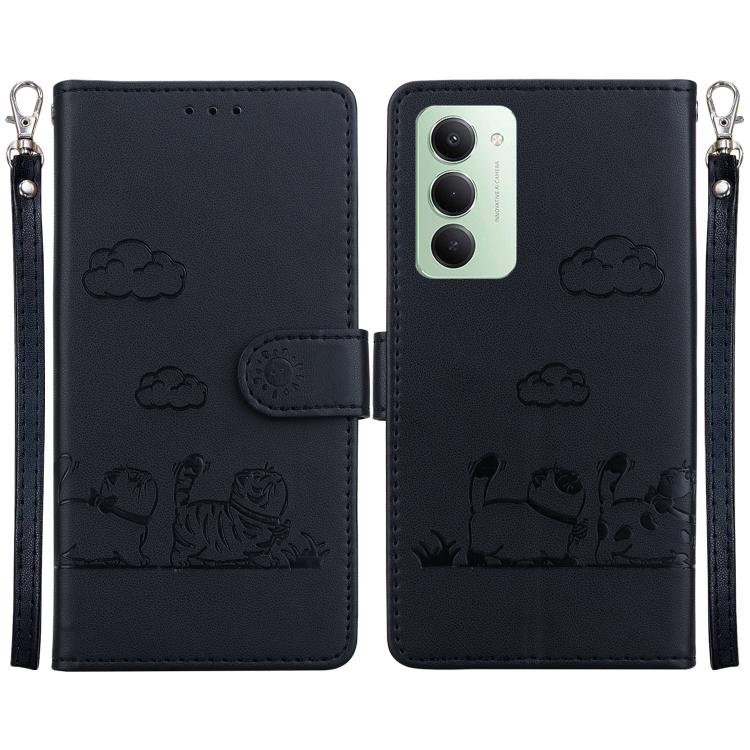 

For Redmi 15 5G / 4G EU 171mm Cute Cats RFID Leather Phone Case(Black)